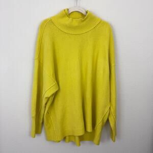 Free People Womens Afterglow Tunic Sweater Size L Yellow Relaxed Boho Yellow